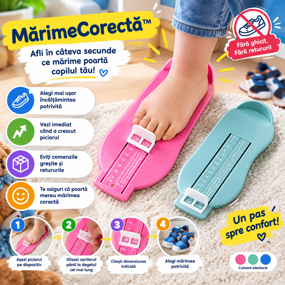 MărimeaCorectă™ - Afli rapid mărimea potrivită pentru pantofii copilului tău.