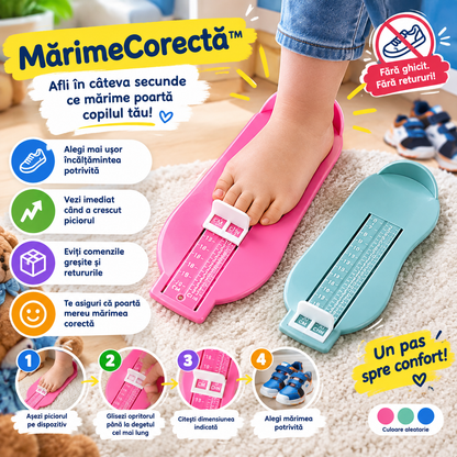 MărimeaCorectă™ - Afli rapid mărimea potrivită pentru pantofii copilului tău.