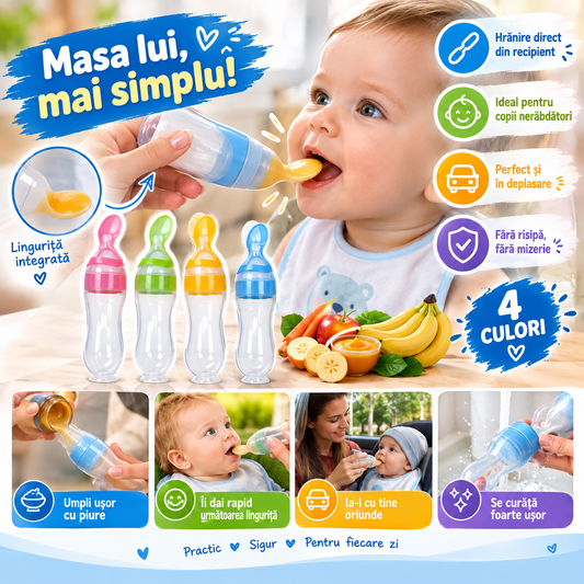HrăneșteBebe™ - Alimentator Pentru Bebeluși Cu Linguriță